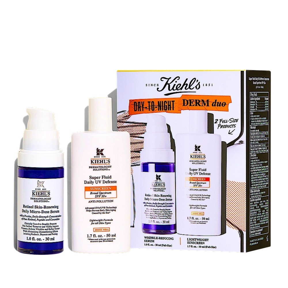 Kiehl's Day to Night Derm Duo - Wrinkle Reducing Serum & Lightweight Sun… - Picture 1 of 4